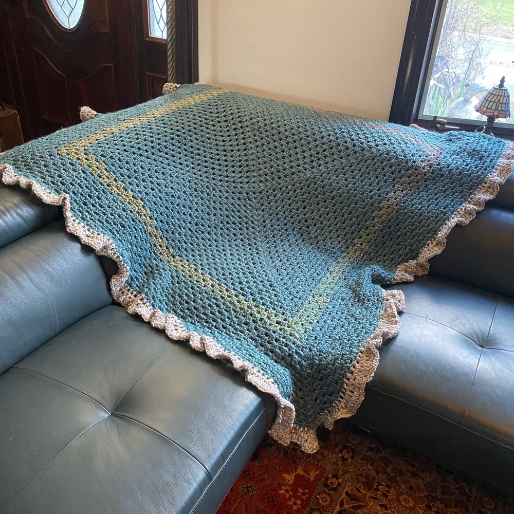 Crochet Granny Sq 62” Queen Afghan